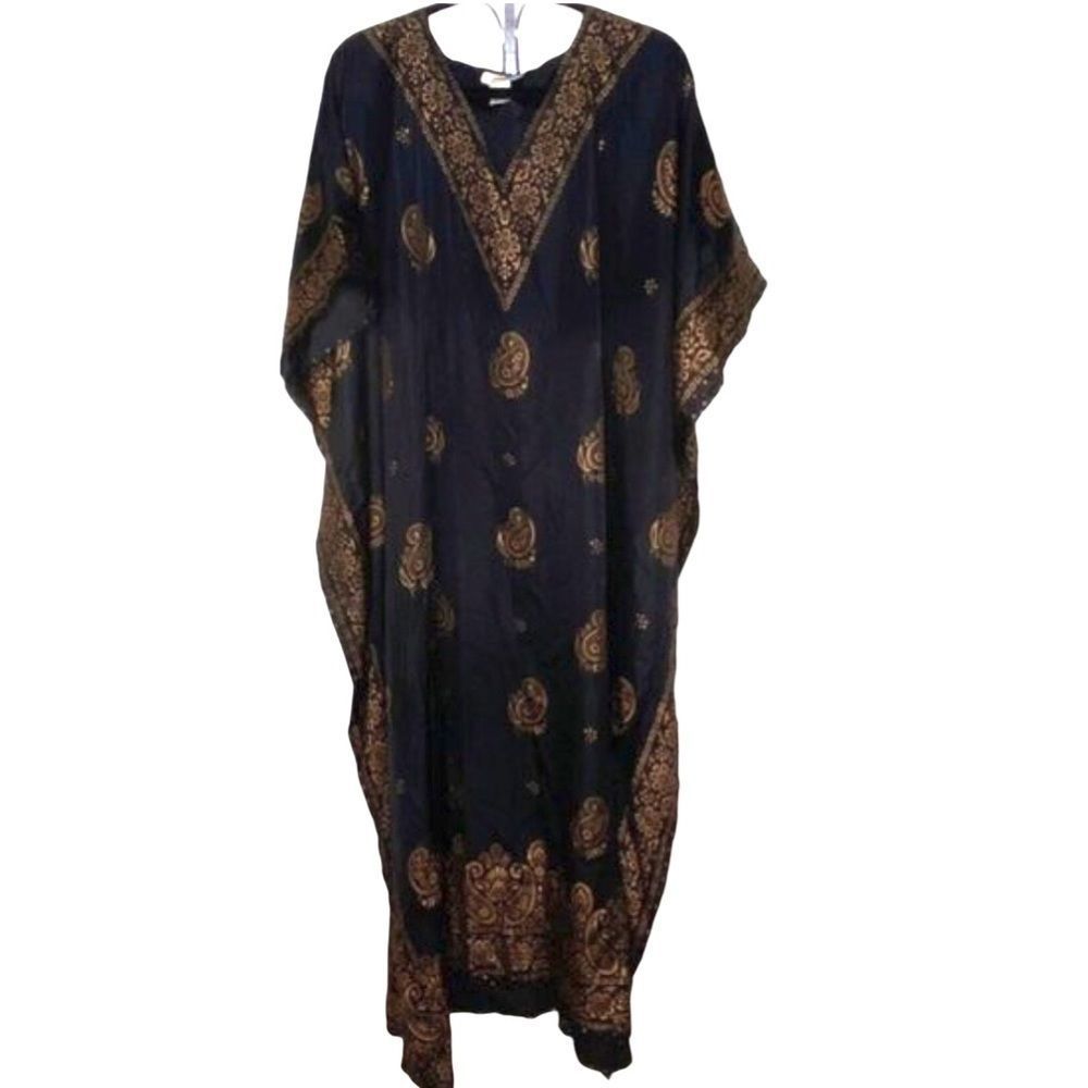 Cover Up Black w Gold Floral Medallion Cover OSFM